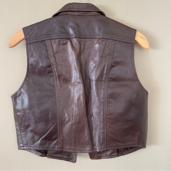 Vintage Bisou Bisou Genuine Leather Cropped Vest M - Picture 4 of 11